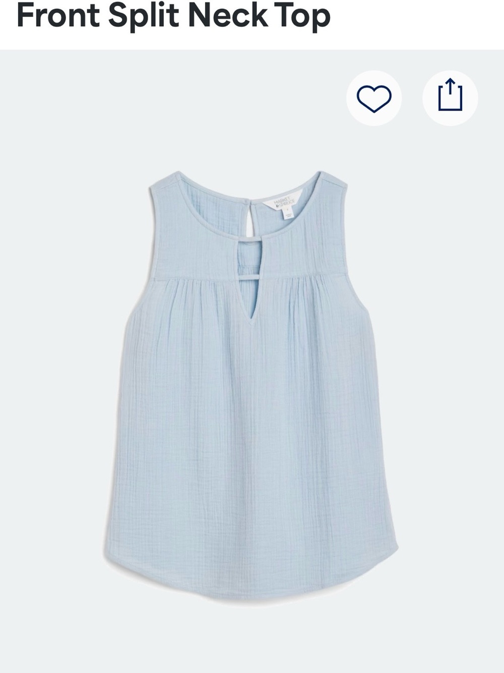 Market & Spruce Light Blue Front Split Neck Tank